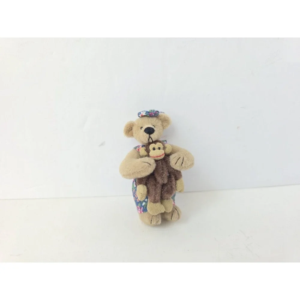 Deb Canham miniature teddy bear Huggle holding monkey
